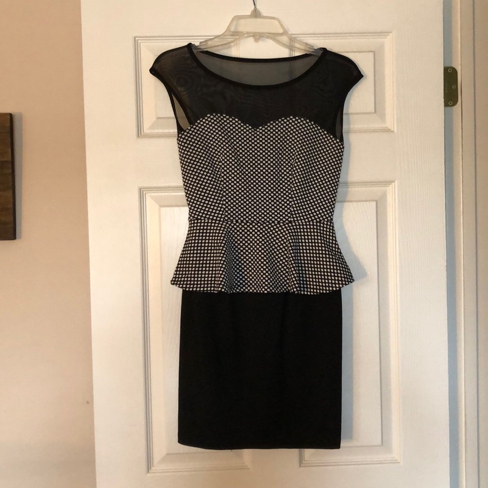 Sweet Storm black and while peplum dress